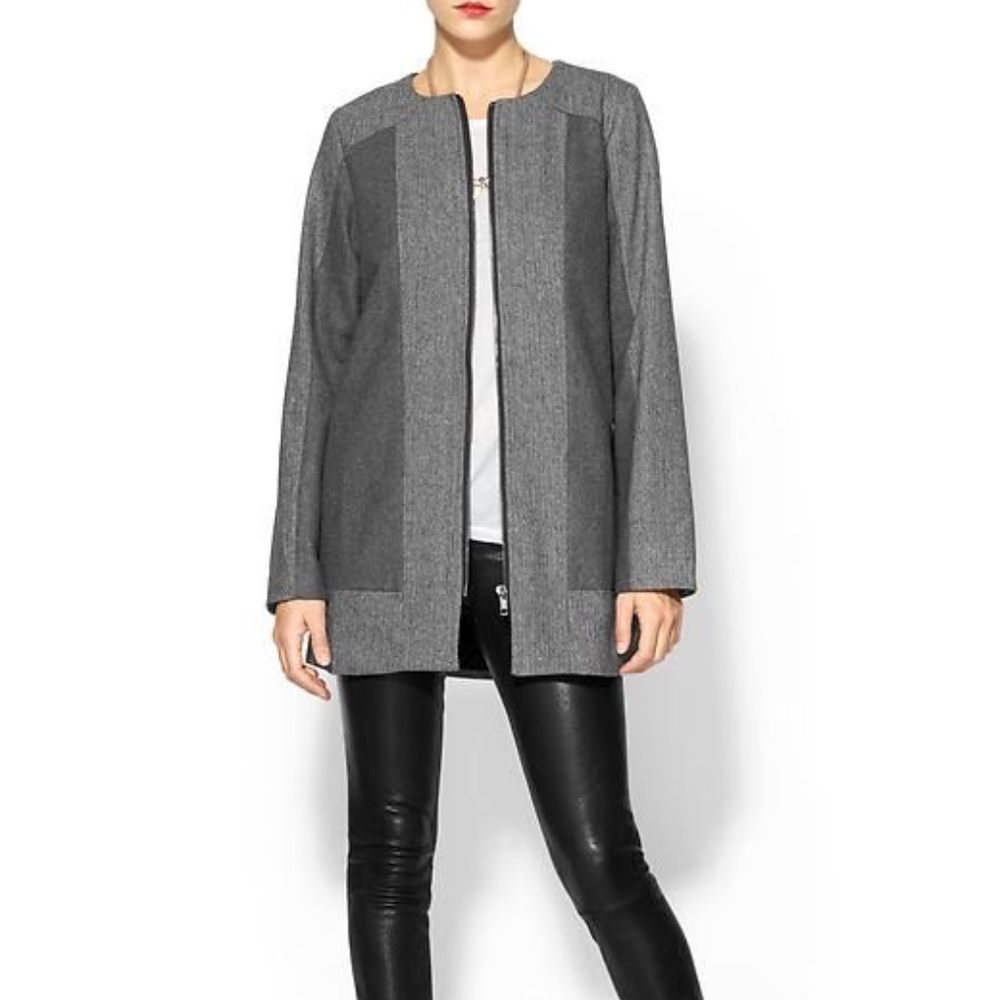 Two tone Grey wool coat by Wells Grace